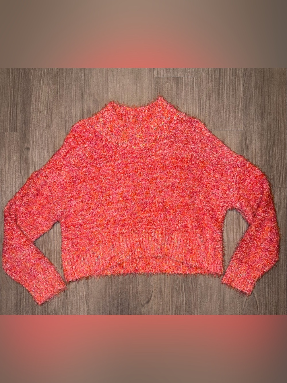 Donating soon- FREE PEOPLE Stardust Pullover Sweater Red Orange Neon Speckle